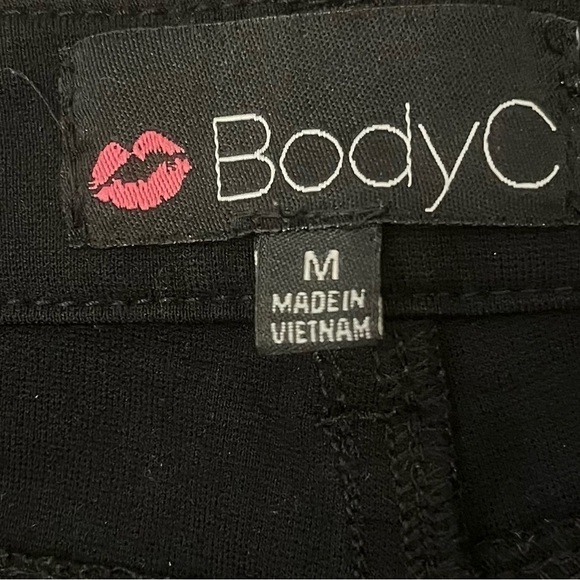 Body C stretchy black leggings/pants 5 pockets design zip/button Women M - Picture 10 of 16